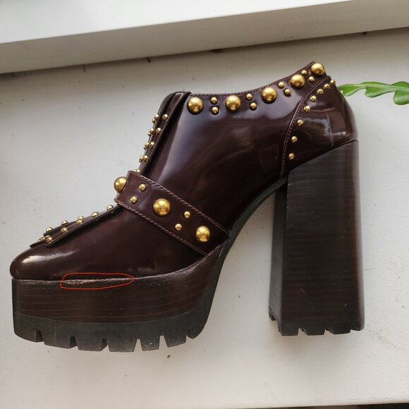 *NEW* Michael Kors Alberta Chestnut Studded Platform Loafer Pumps - Sz 7 - Picture 11 of 11